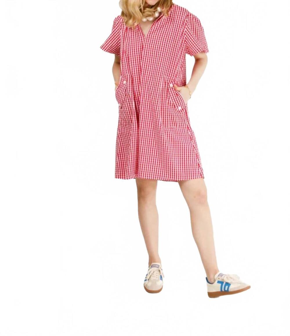 NEW HOLLY SHAE DESIGN brooke gingham dress in red